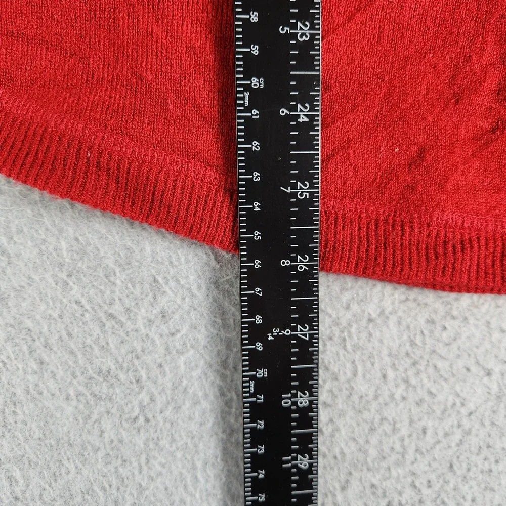 Sweet Romeo Sweater Womens‎ Large Red Tight Knit Crewneck Curved Hem Pullover